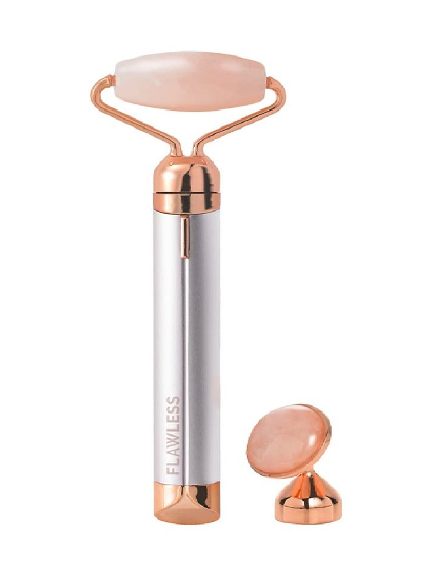 Flawless Finishing Touch Contour Micro Vibrating Facial Rose Quartz Roller & Massager