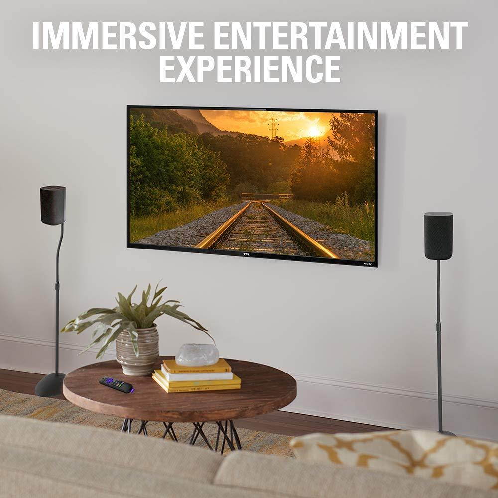 Sanus Home Theater Series Adjustable Height Speakers Stands for Satellite Speakers - Tear Drop Base - 26"-39" Height - HTB3 (Black)