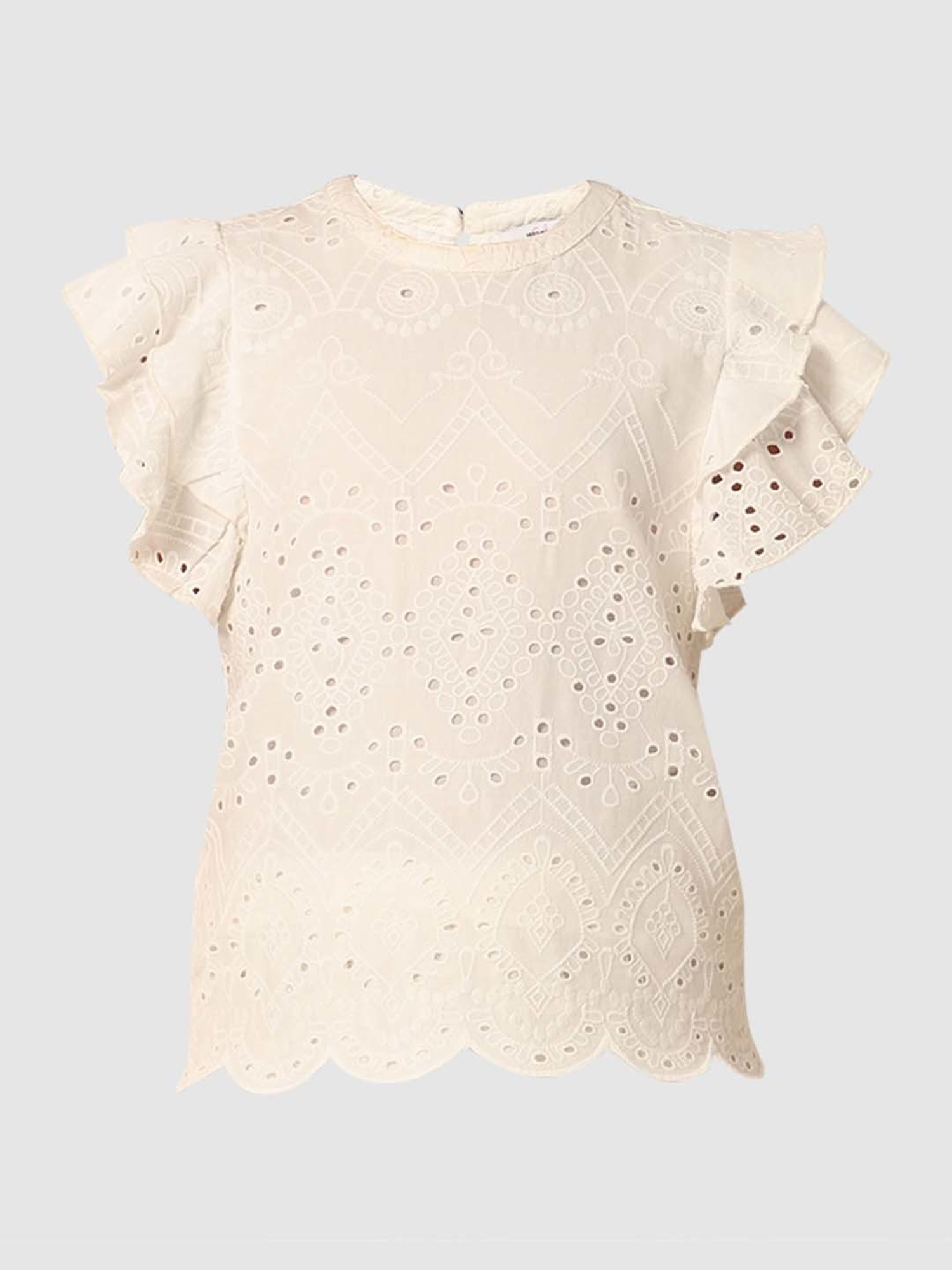 VERO MODA GIRL White Cotton Embroidered Top