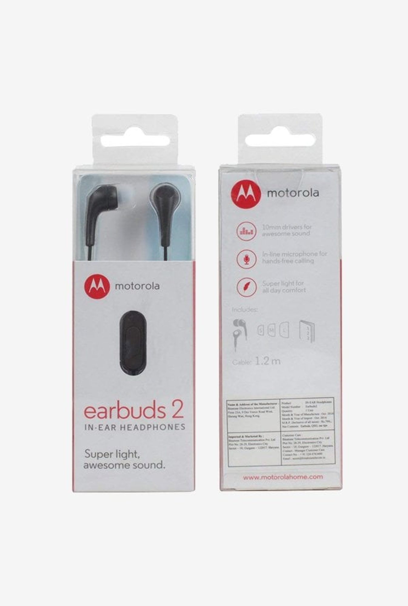 Motorola Earbuds 2 In Ear Wired Earphones (Black)