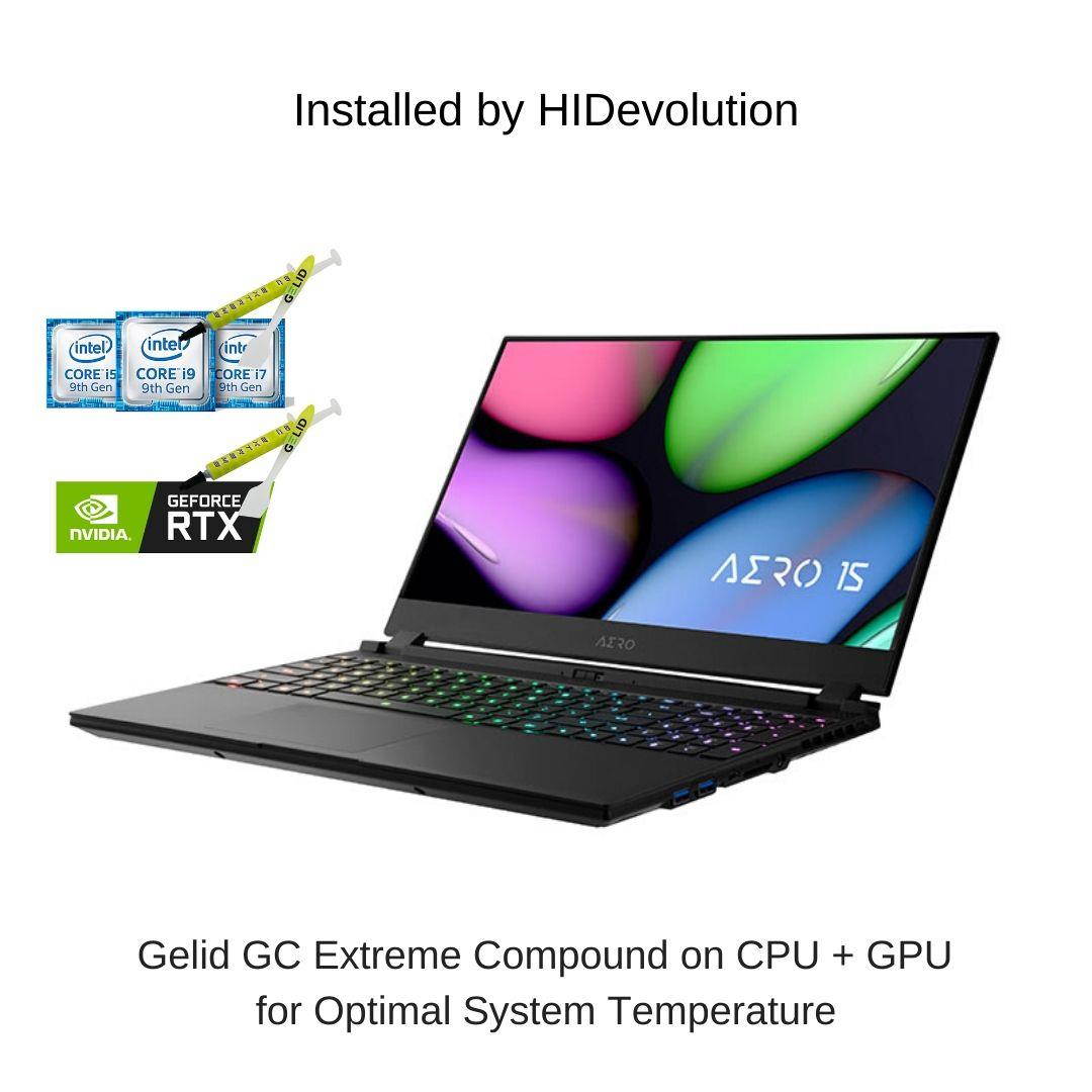 HIDevolution Gigabyte AERO 15 OLED XB-8US51B0SP 15.6" UHD AMOLED | 2.3 GHz i7-10875H, RTX 2070 Super Max-Q, 16 GB 2666MHz RAM, 512 GB PCIe SSD | Authorized Performance Upgrades & Warranty