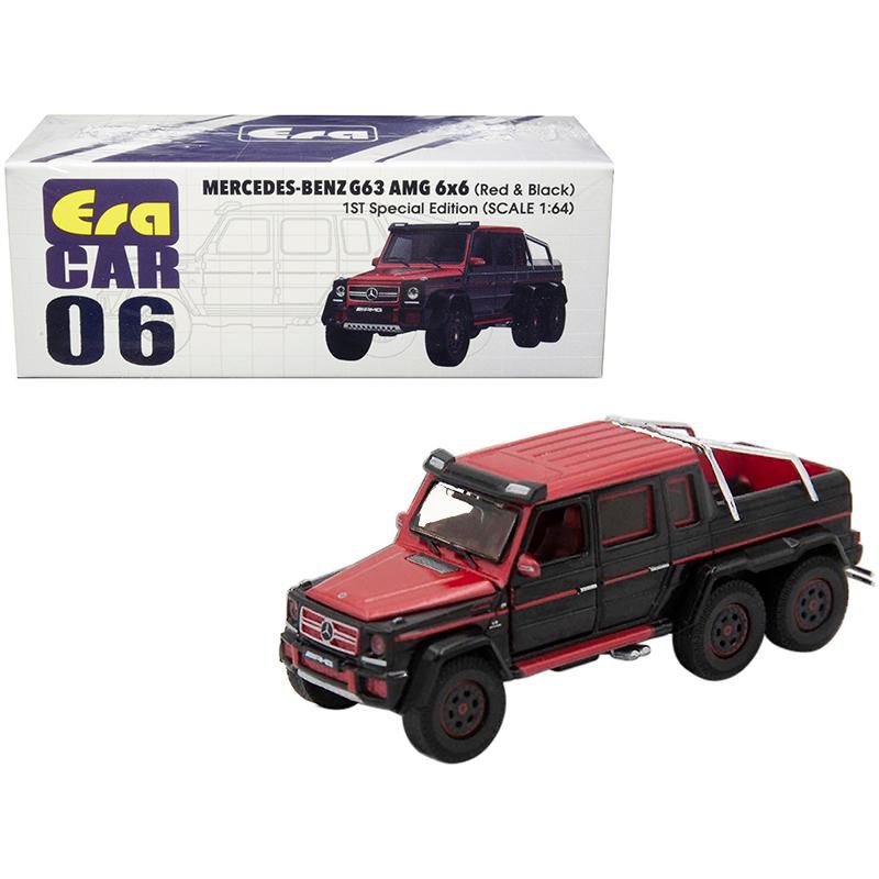 Mercedes Benz G63 AMG 6x6 Pickup Truck Red and Black "1st Special Edition" 1/64 Diecast Model Car by Era Car