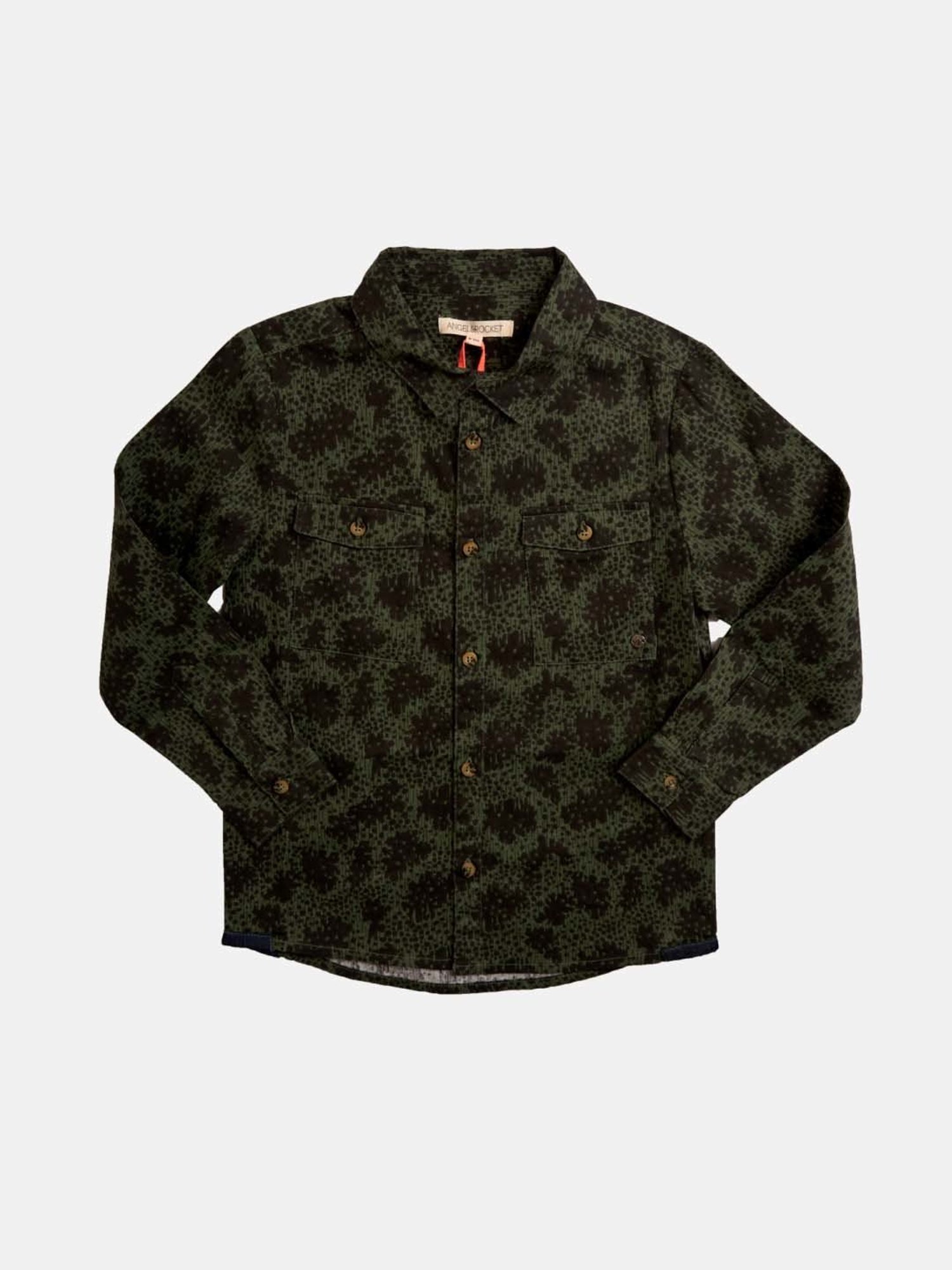 Angel & Rocket Kids Green Cotton Printed Full Sleeves Shirt