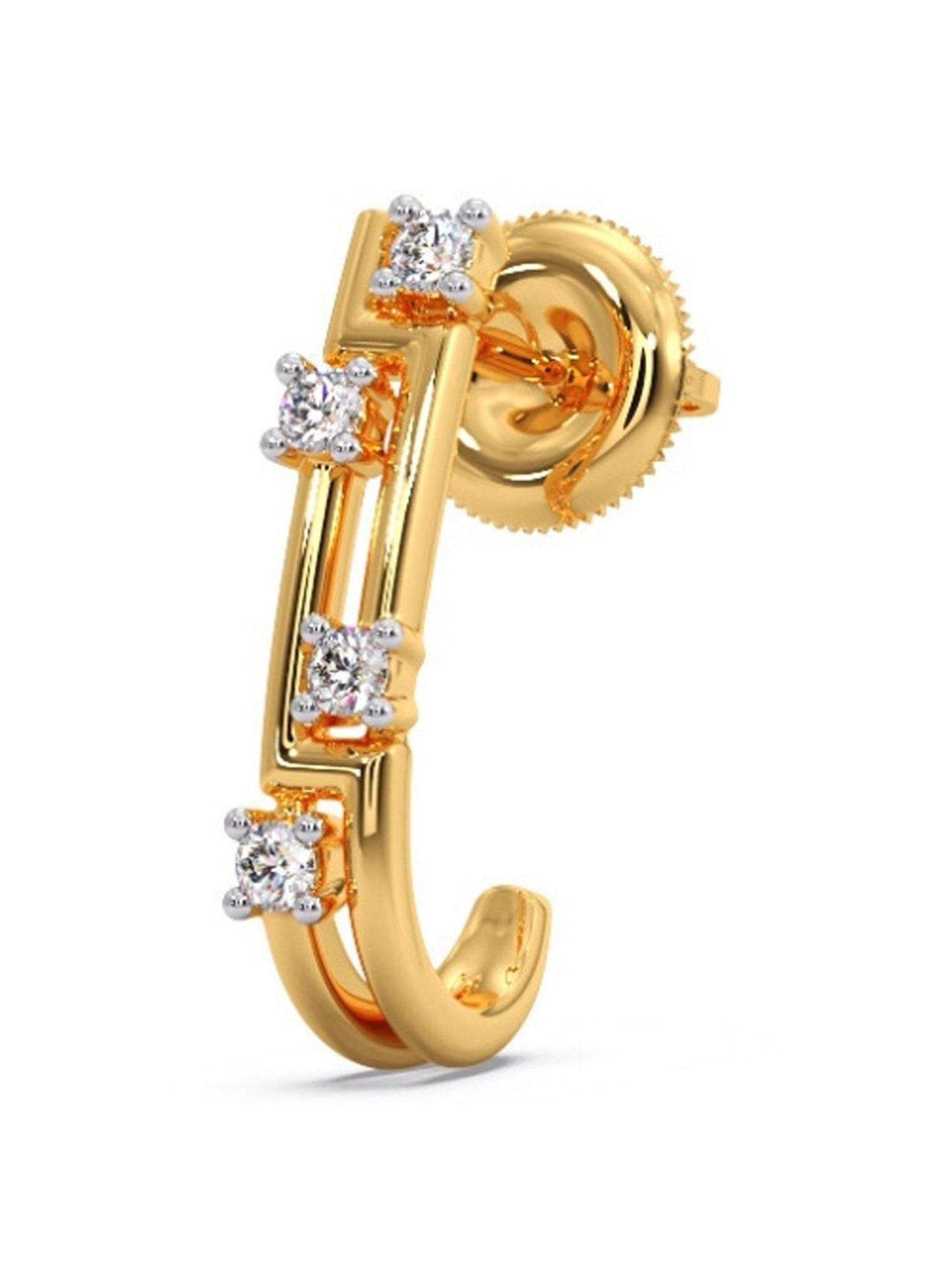 Candere by Kalyan Jewellers Peacock Collection 18k Yellow Gold Diamond Hoop Earrings for Women