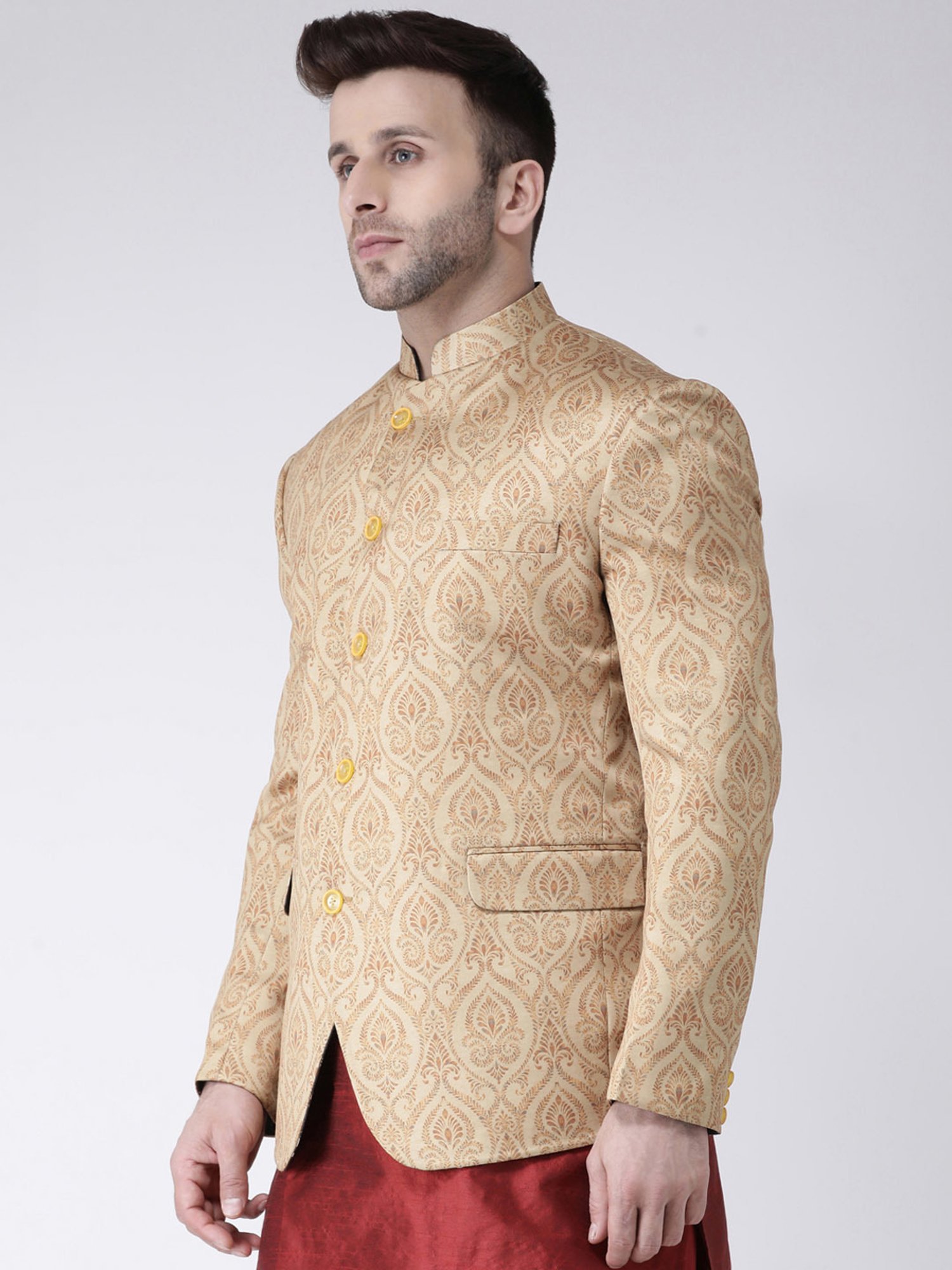 Hangup Cream Regular Fit Ethnic Blazer