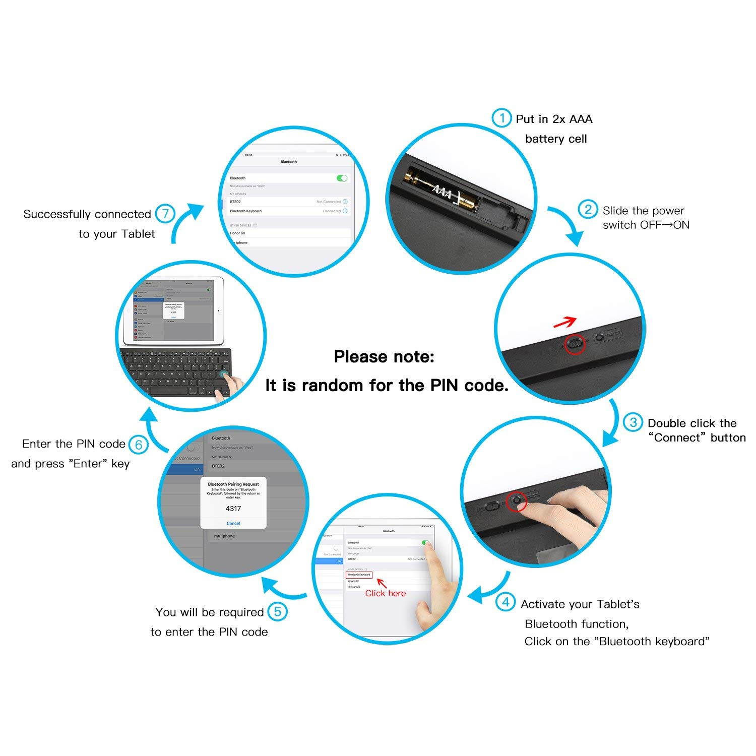 Ultra-Slim Bluetooth Keyboard Compatible with New iPad 9.7 2018, iPad 2017, iPad Pro, iPad Air 2/Air, iPad Mini 4/3/2/1, iPad 4/ 3/ 2 and Other Bluetooth Enabled Devices