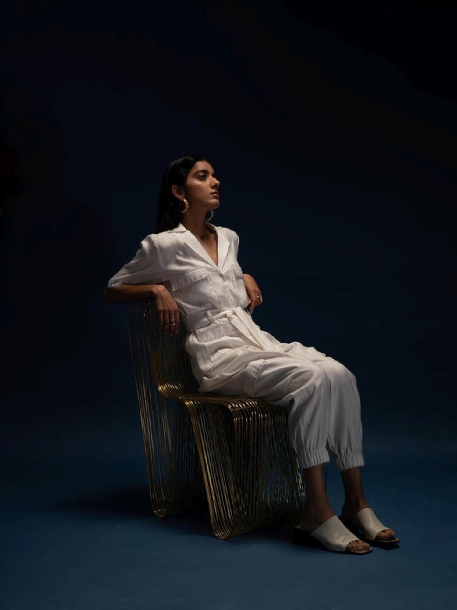 Khajoor Studio White Fragments Morning Safari Jacket with Pant