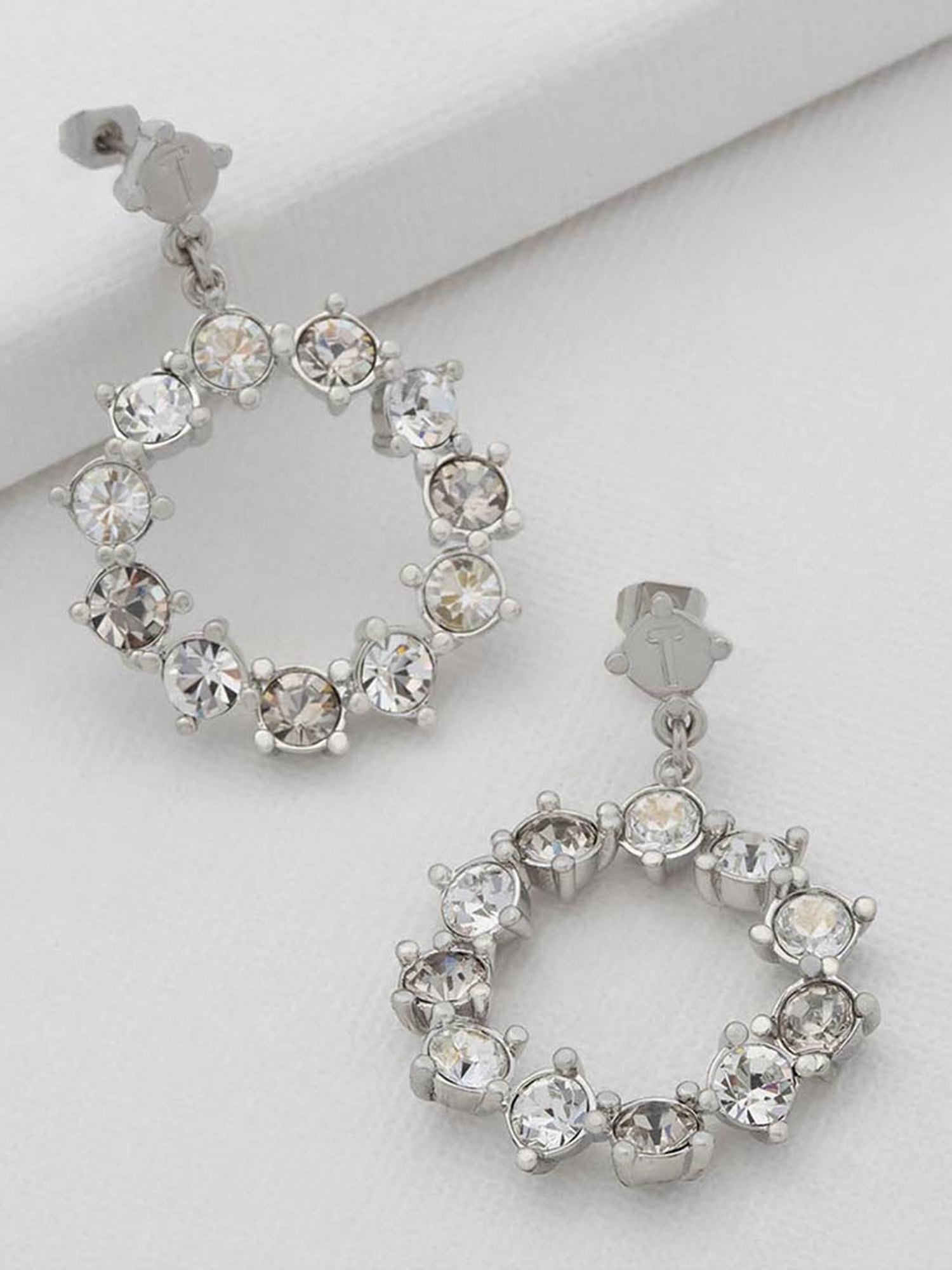Ted Baker Silver Crissty Large Crystal Drop Earrings