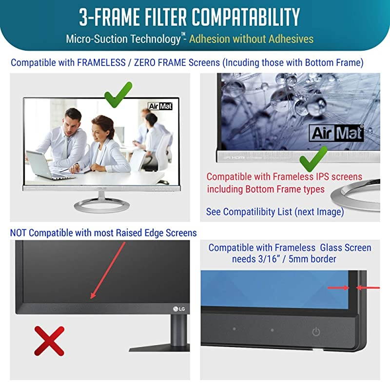 Privacy Screen Filter for Laptop and Computer Monitor Premium Anti Glare Protector for Data Confidentiality iPad 234 Monitor Frameless Glass ScreenTapeFree