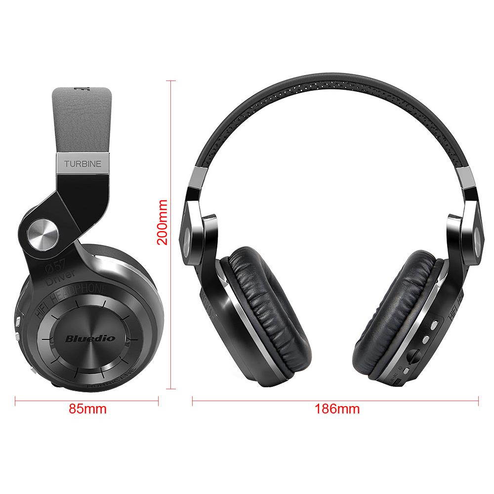 Bluedio T2+ Wireless Bluetooth Headphones with Microphone for Mobile Phone - Black