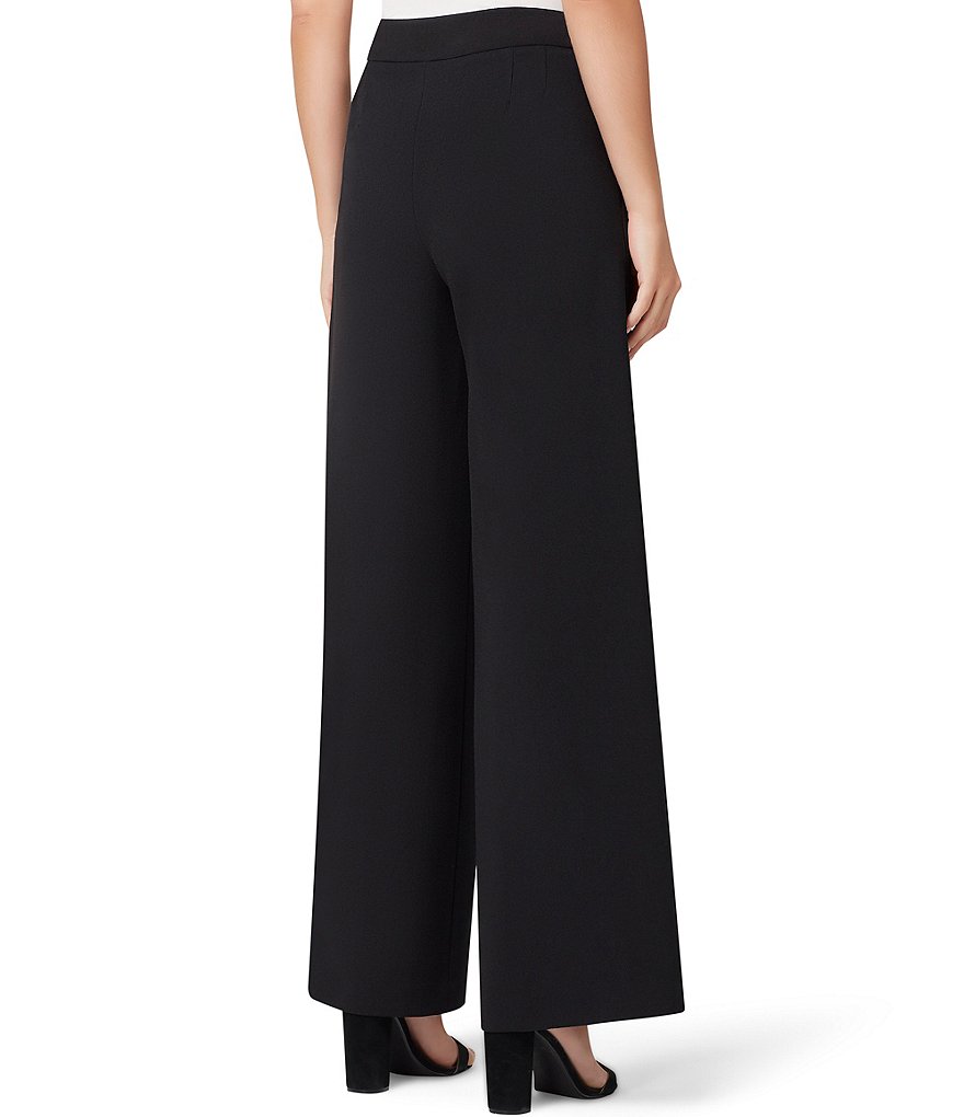 Tahari ASL Wide Leg Waistband Elastic Back Mid Rise Crepe Pants