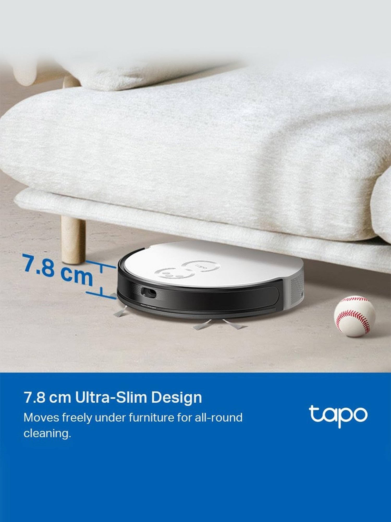 TP-Link Tapo RV20 Mop Plus MagSlim LiDAR Gyroscope Navigation Robot Vacuum (Black & White)