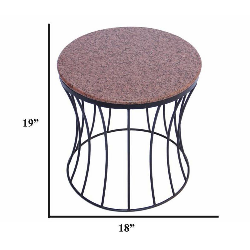 Drum Shaped Round Marble Top End Table Walnut - The Urban Port