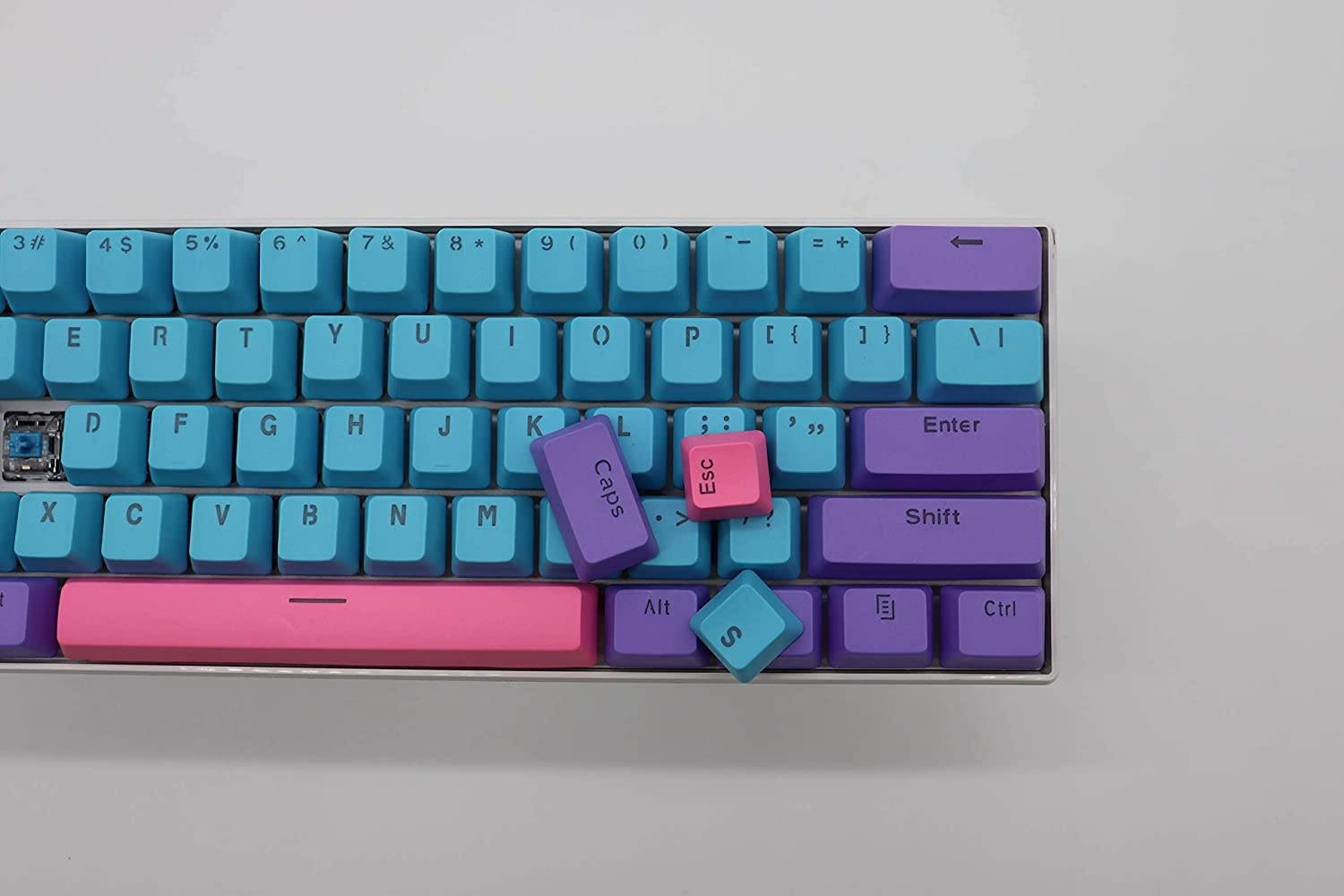 HYSSP 61-Key PBT Cherry Keycaps, 60% Mechanical Keyboard Keycaps ANSI Layout OEM Profile Keycaps, Suitable for Cherry MX Switch/RK 61 / Anne pro 2 / Ducky one 2 Mechanical Keyboard (Keycaps Only)