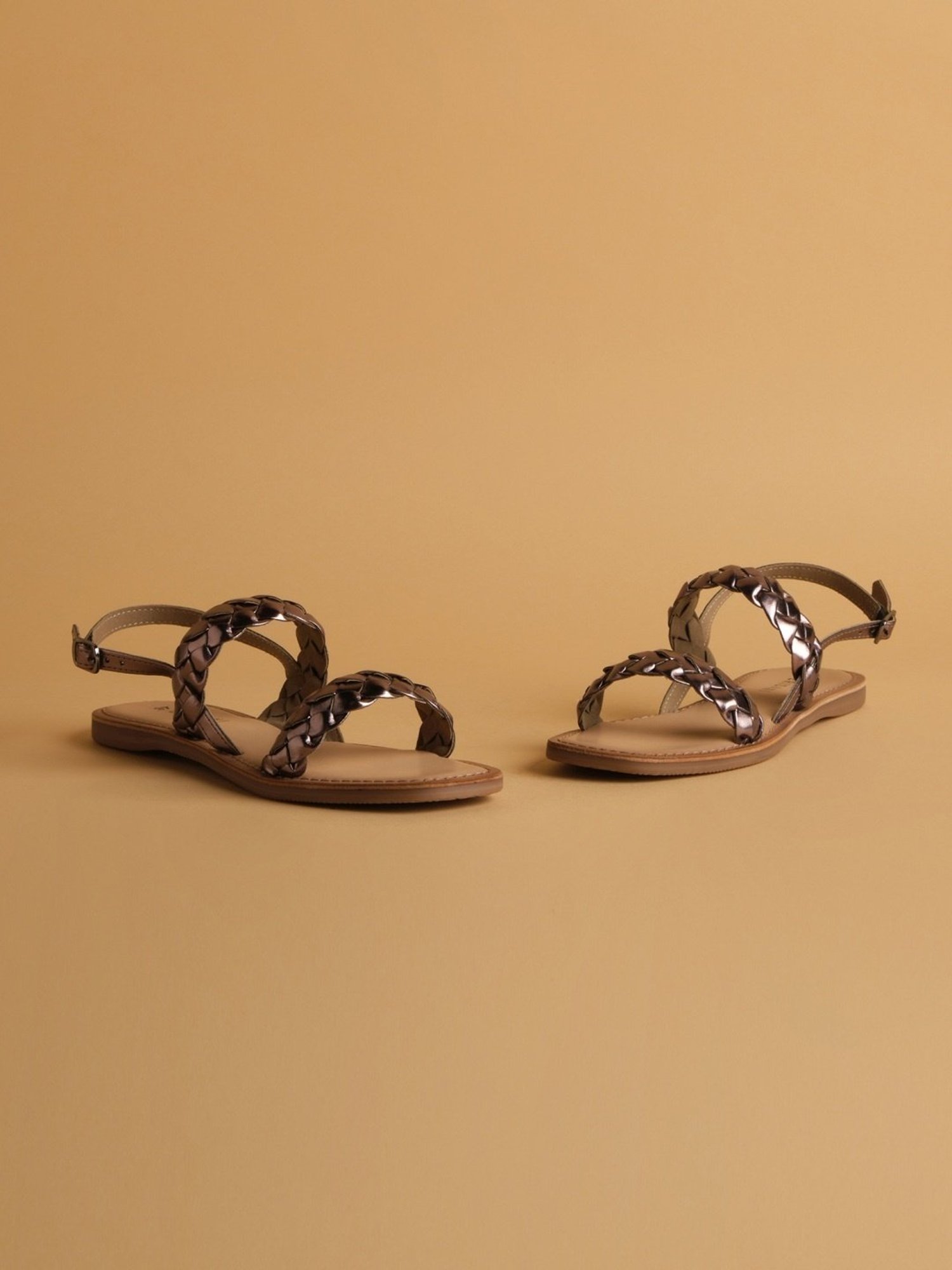 Eridani Women's Ammora Gun Metal Back Strap Sandals