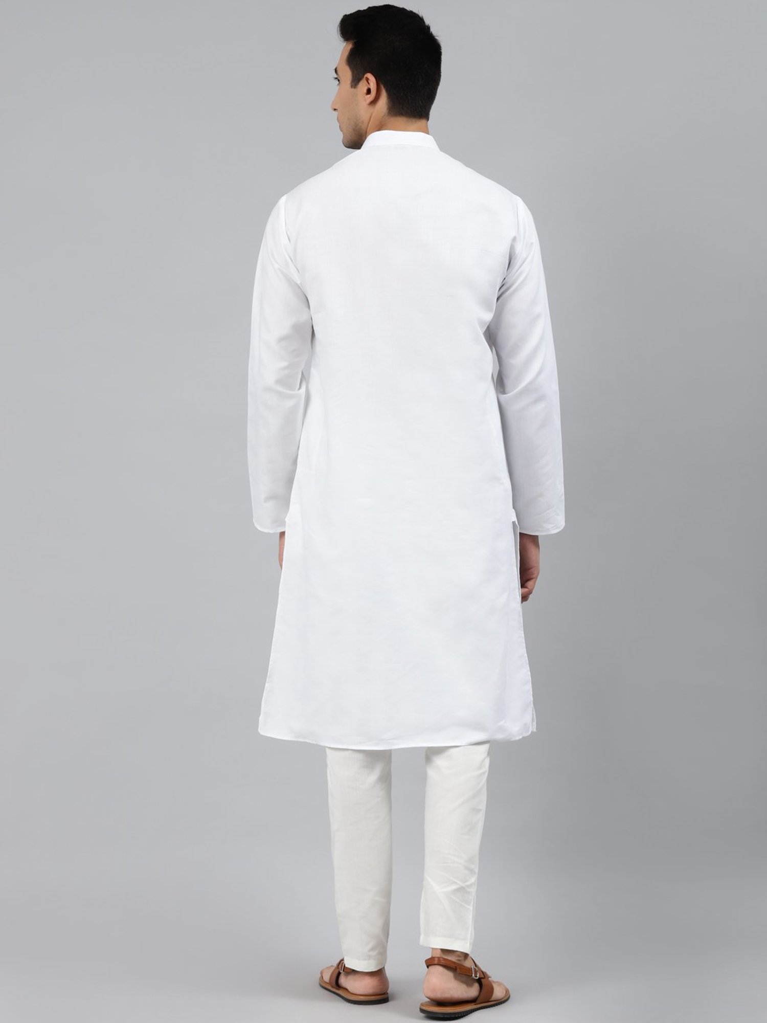 Vastramay White Cotton Straight Fit Embroidery Ethnic Suits