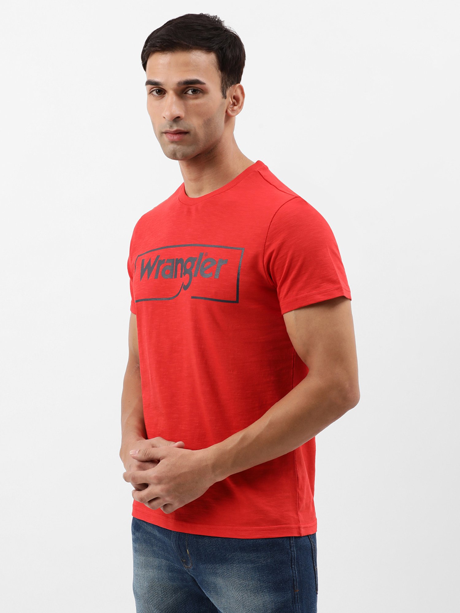 Wrangler Red Regular Fit Printed Crew T-Shirt
