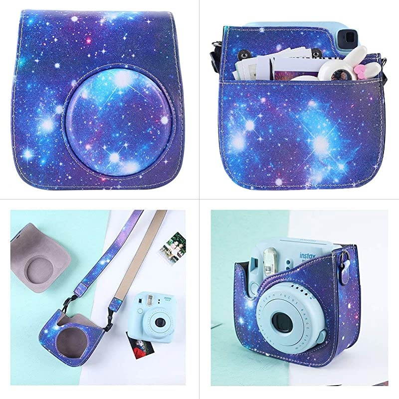 Instant Camera Accessories Bundle Compatible for Fujifilm Instax Mini 9 Mini 8+ Mini 8 Instant Film Camera Includes Camera Case Album Frame Stickers Strapetc Galaxy