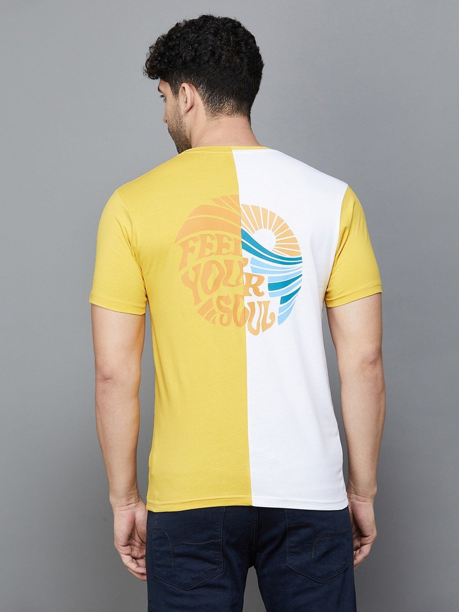 BOSSINI White Cotton Regular Fit Colour Block T-Shirt