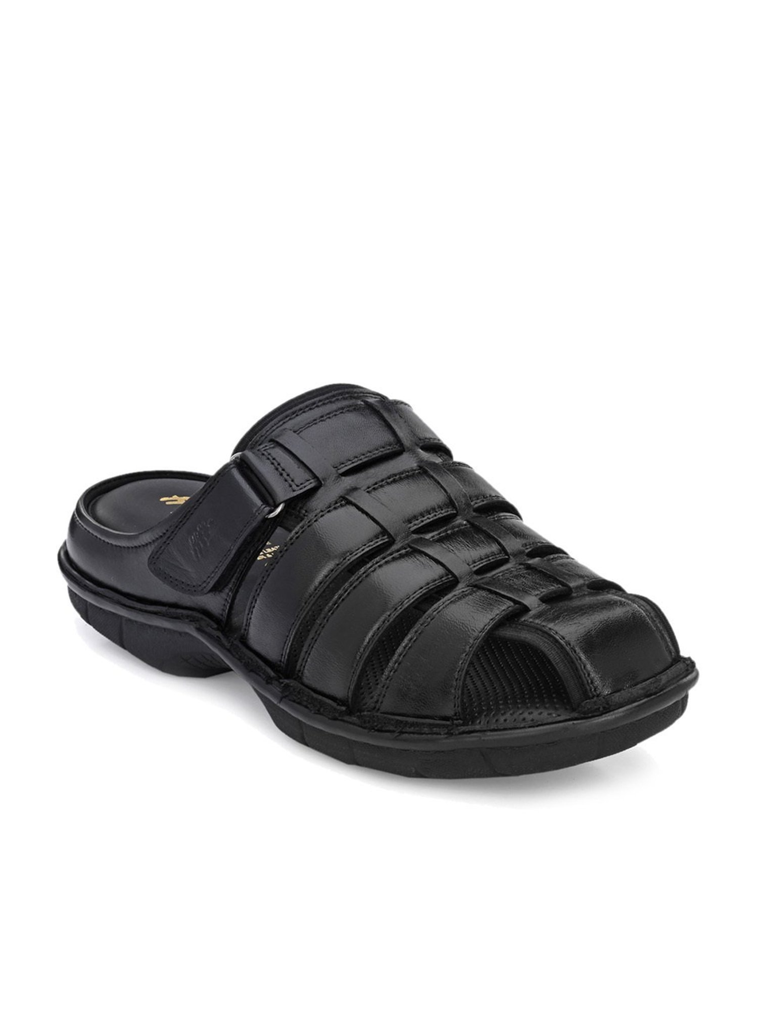 Hitz Men's Black Fisherman Sandals