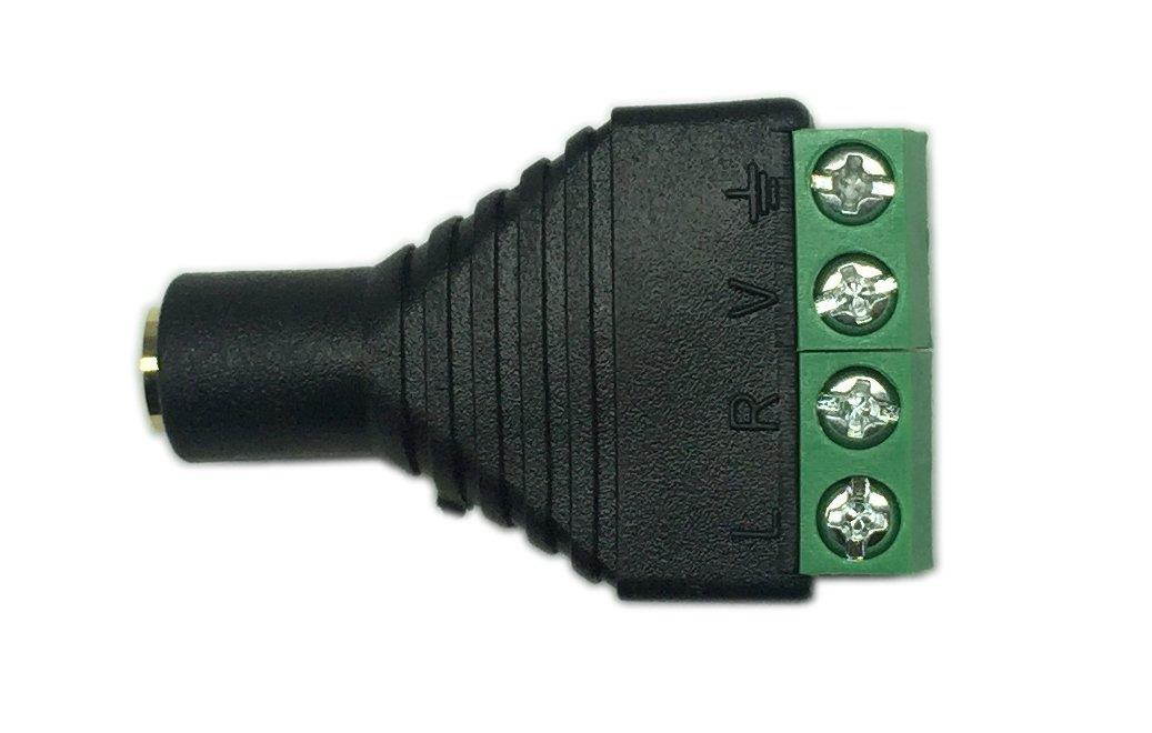 Cerrxian 3.5mm 4 Pole Female Stereo Audio Video to 4 Screw Terminal Female Headphone Balum Converter Adapter (2-Pack)