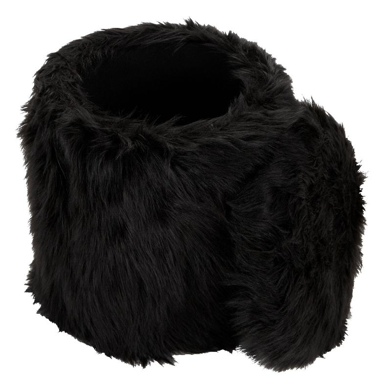 Storage Stool, Faux Fur Black - Olivia & May