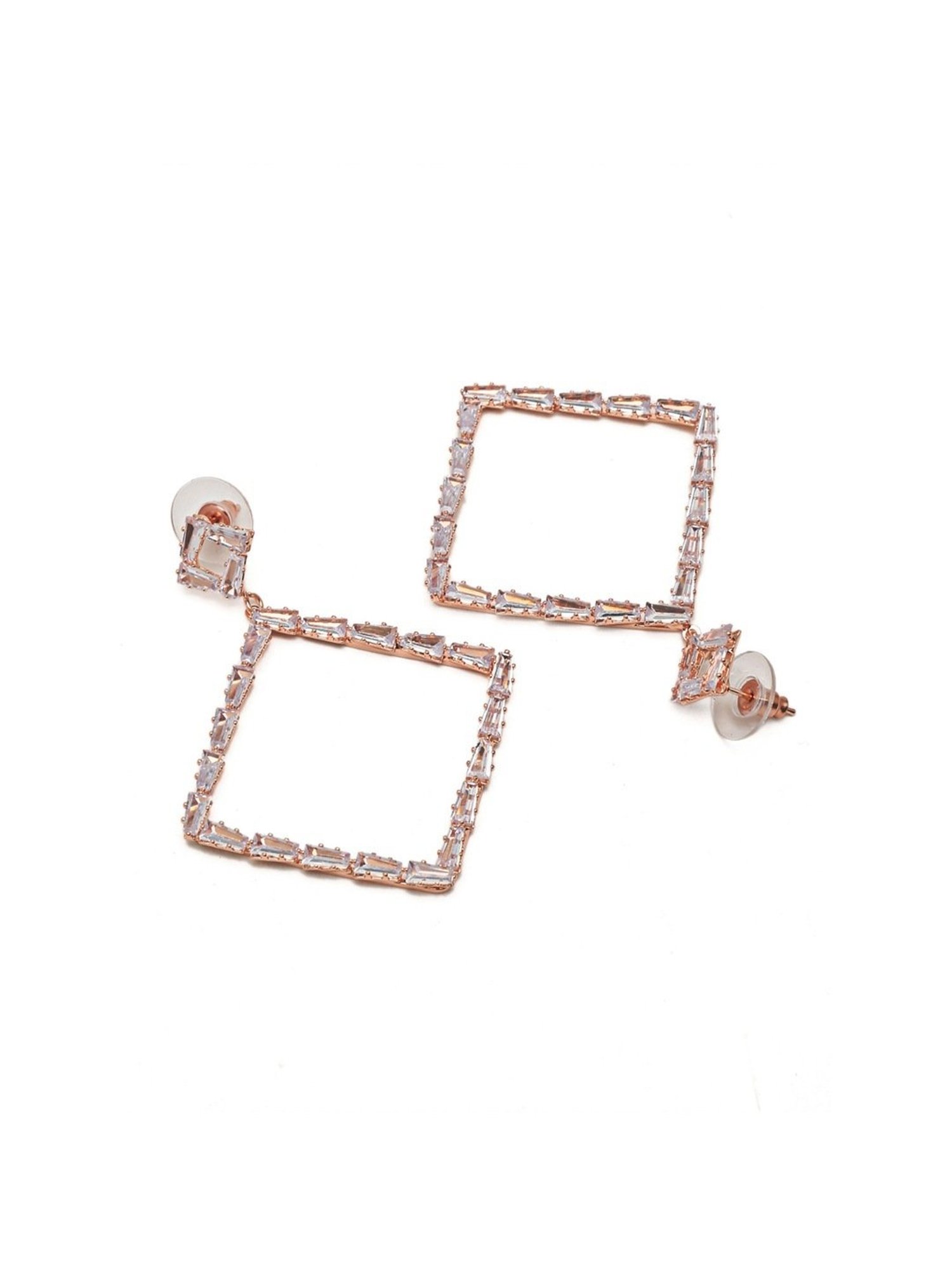 YouBella Contemporary Rose-Gold Tone White Dangler Earrings for Women