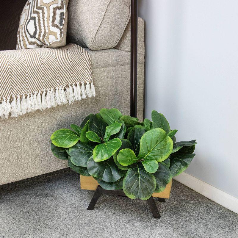 18" x 21" Artificial Fig Garden Arrangement in Wooden Box Planter - LCG Florals