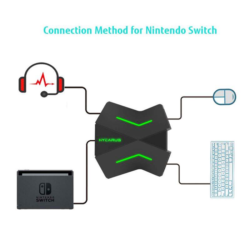 [Support 3.5mm Headset] HYCARUS Keyboard and Mouse Adapter for Nintendo Switch/Xbox One/ PS4/ PS3, PS4 Keyboard Adapter & Xbox Keyboard Adapter. Perfect for Games Like FPS, TPS, RPG and RTS, etc.