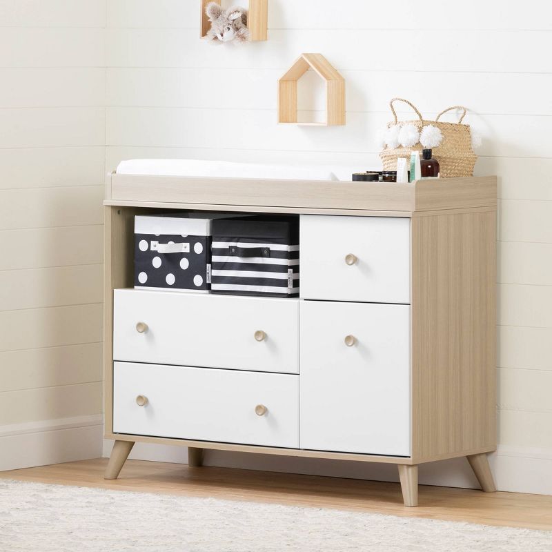 Yodi Changing Table with Drawers - Soft Elm and Pure White - South Shore