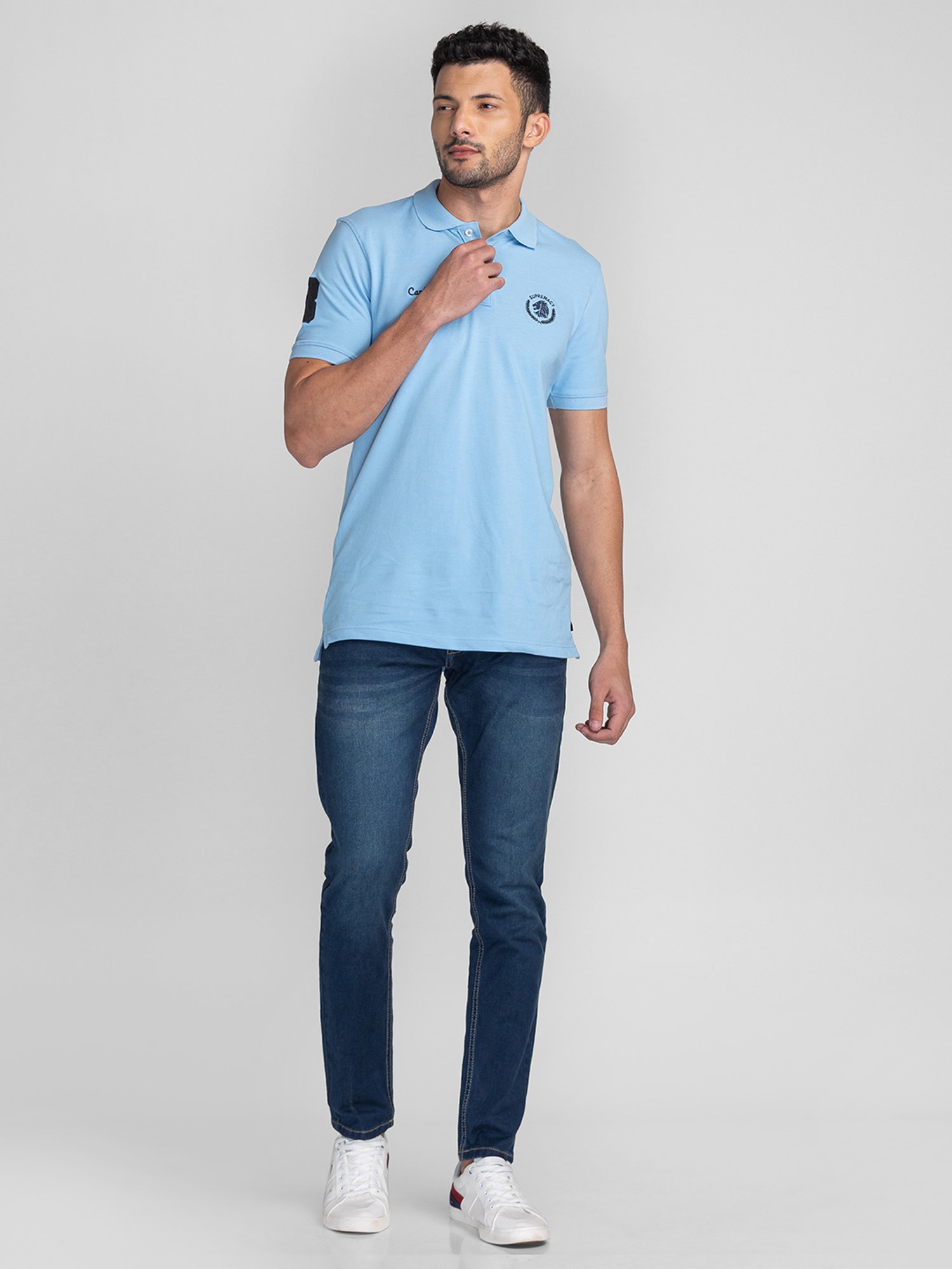 Giordano Light Blue Slim Fit Polo T-Shirt