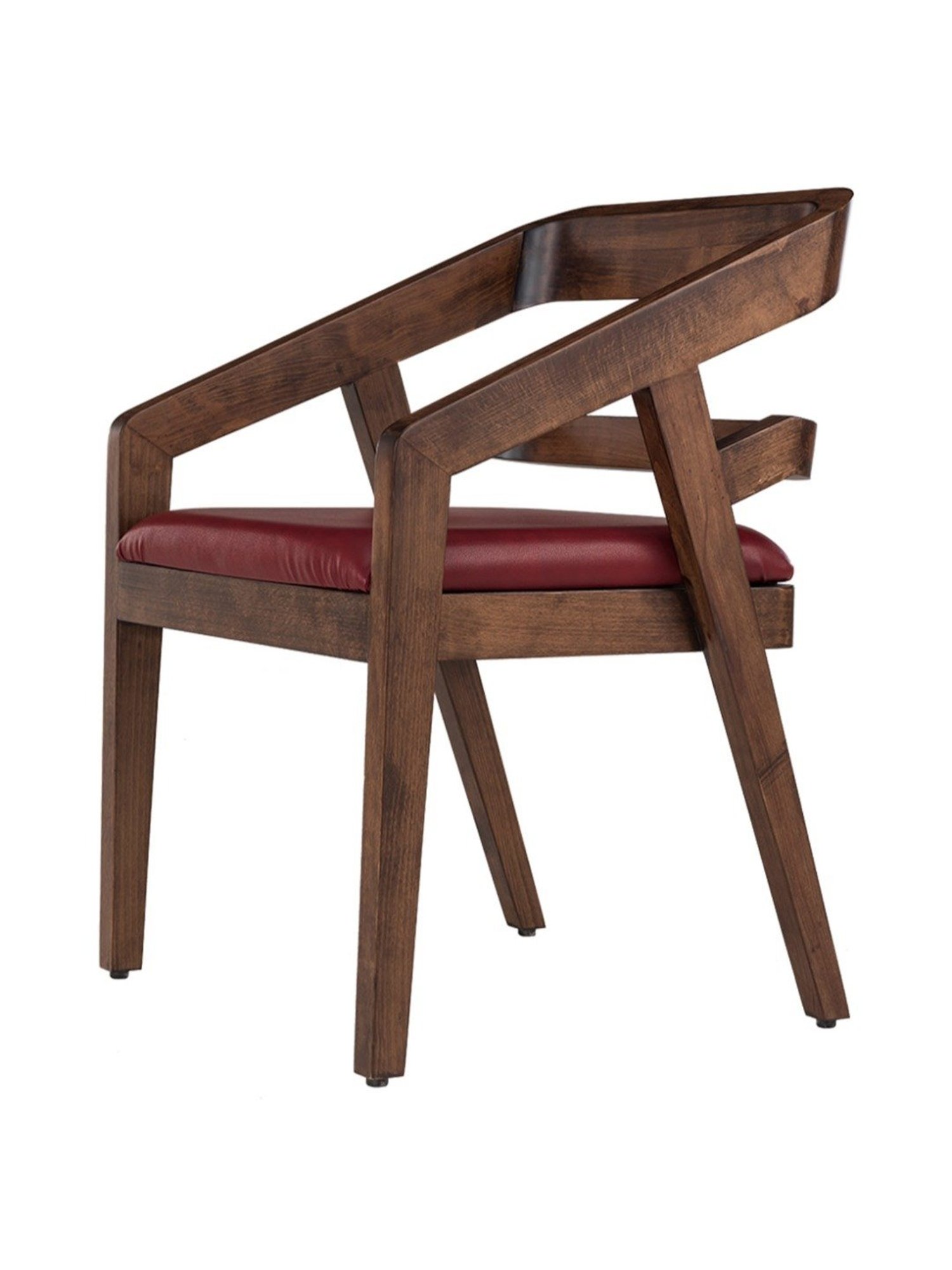 Durian Amelia Burgundy Solid Wood & Premium Leatherette Dining Chair in Red Finish