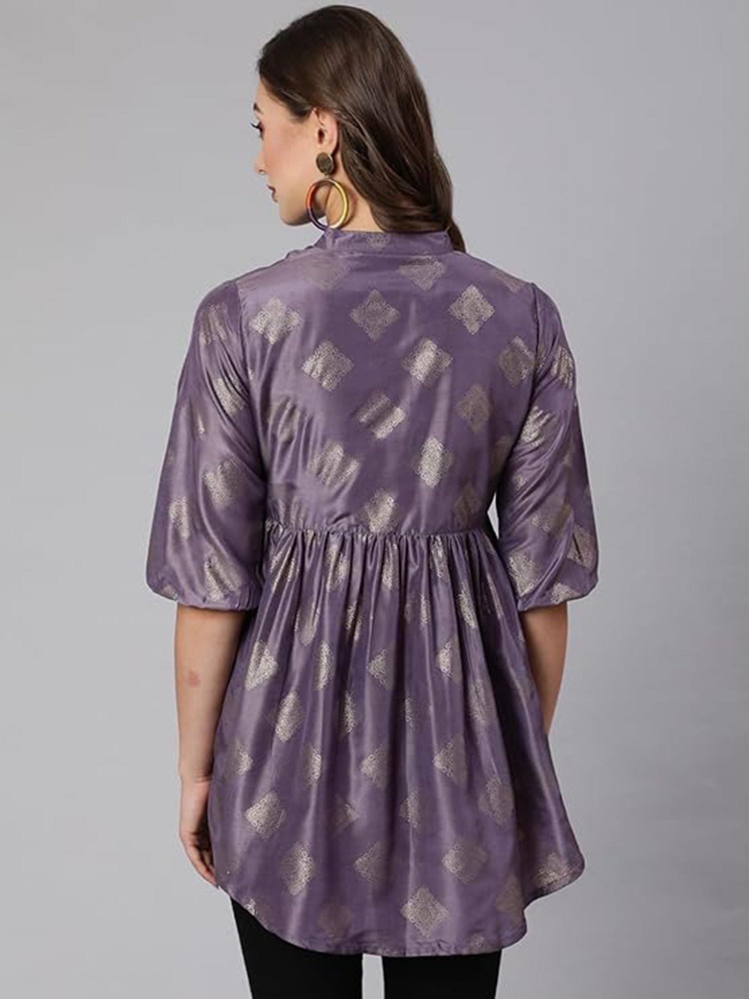 Jaipur Kurti Purple Printed Peplum Top