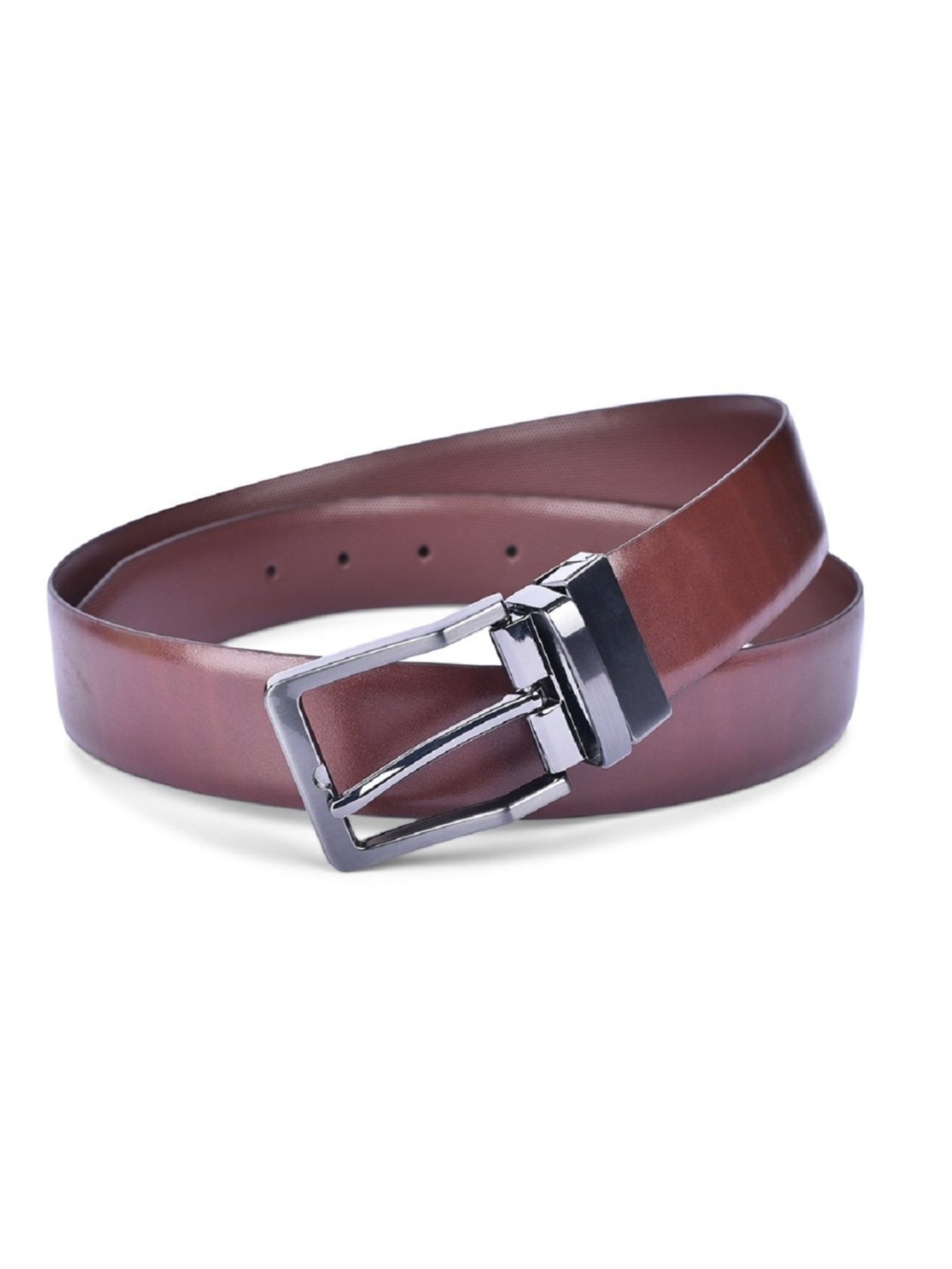 BELWABA Brown Textured Formal Reversible Leather Belt for Men