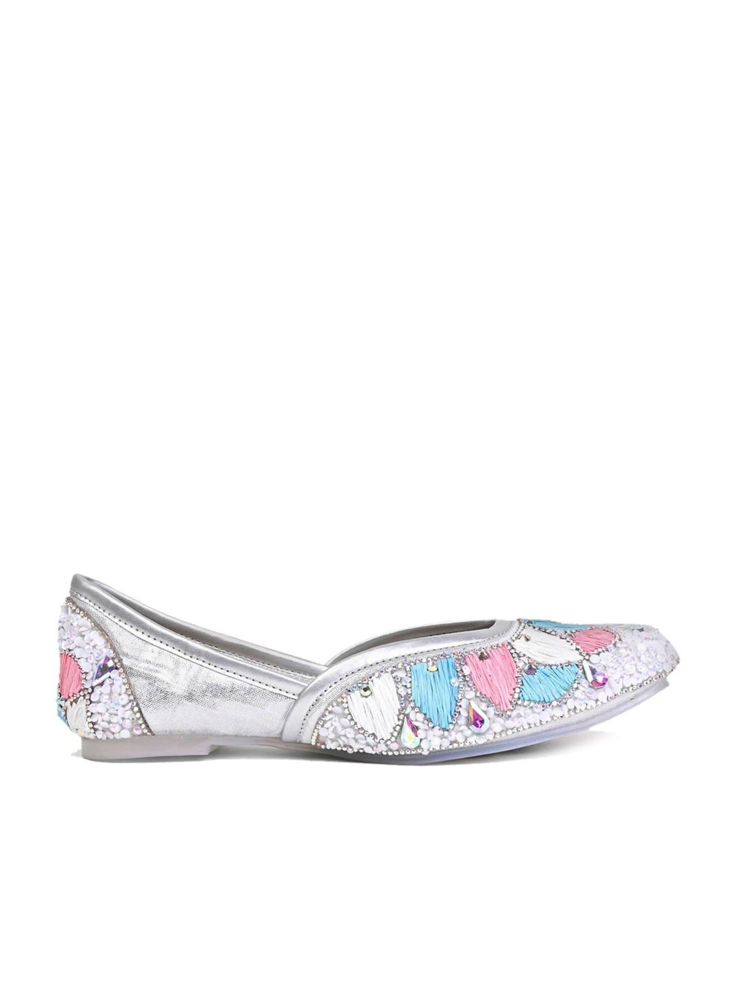Jove Women's Silver Ethnic Juttis