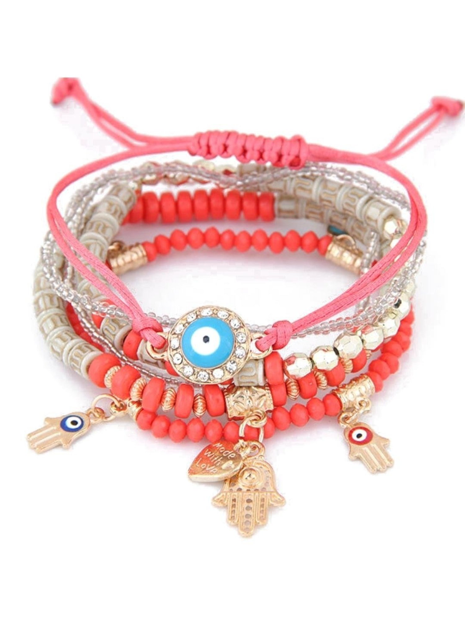 YouBella Jewellery Evil Eye Flexible fit Bracelet - Set of 6