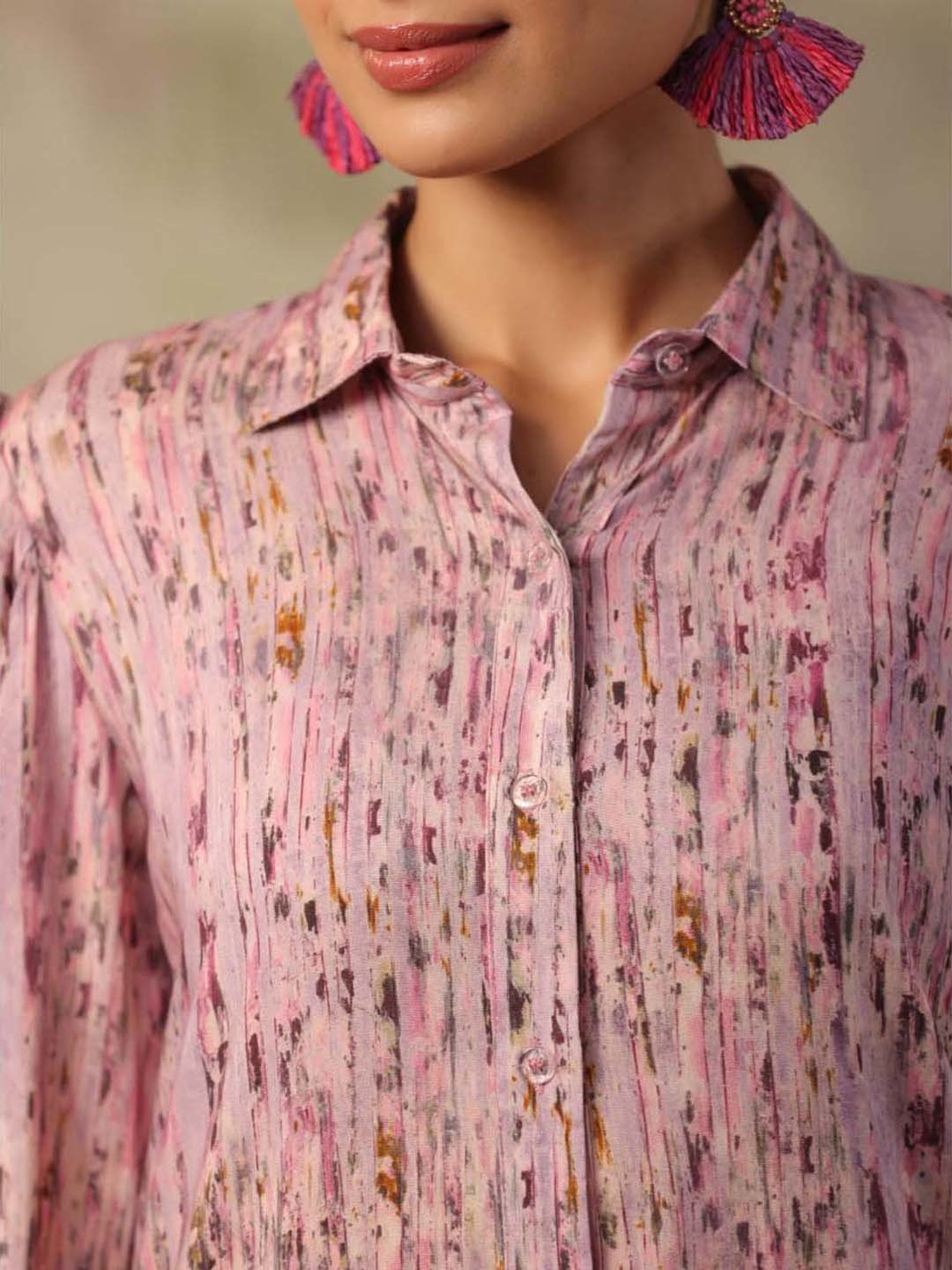 SCAKHI Purple Printed Tunic Pant Set