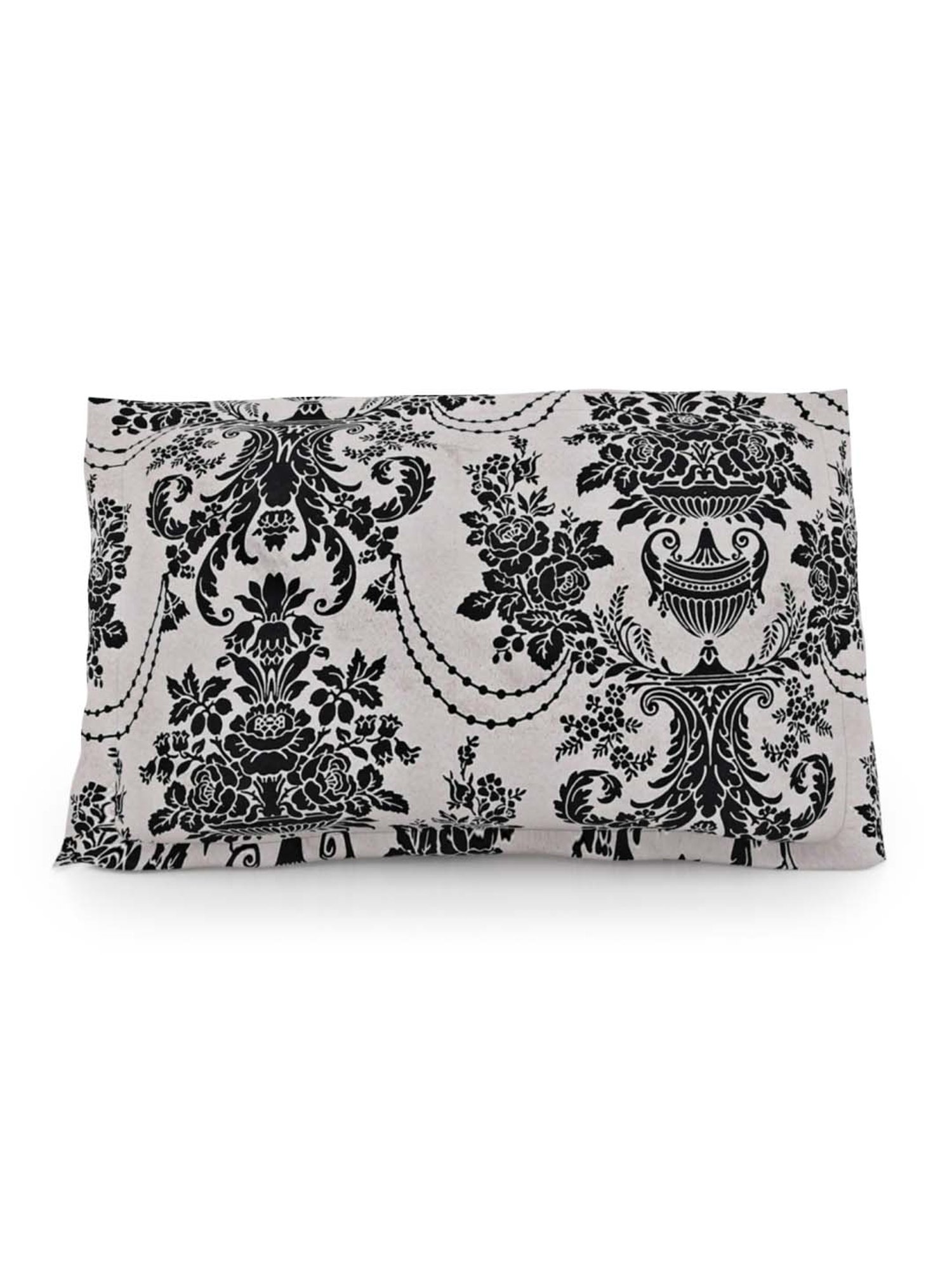 Swayam Sparkle Floral Black & White 120 TC Cotton Blend Single Bedsheet with 1 Pillow Cover