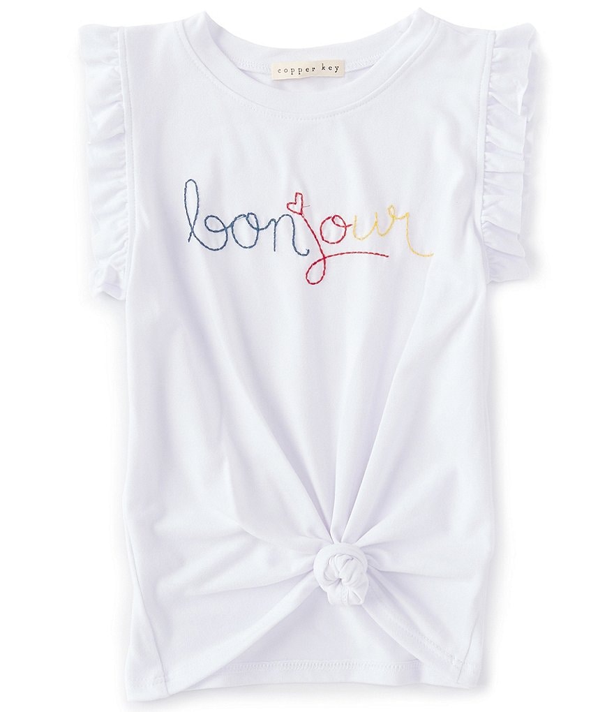 Copper Key Copper Key by Kimberly Whitman Little Girls 2T-6X Flutter-Sleeve Bonjour Tee