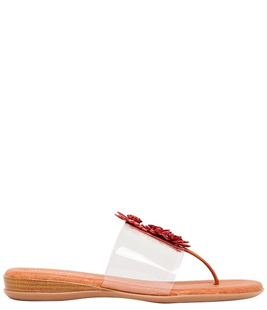 Andre Assous Nadine Raffia Flowers Clear Thong Sandals