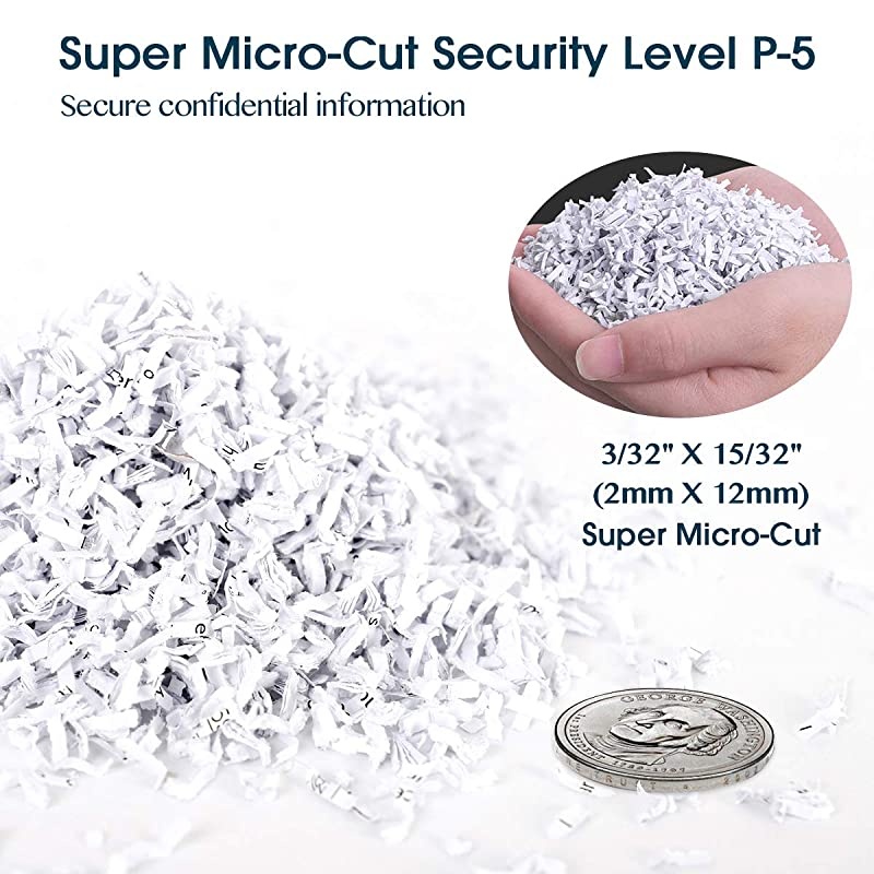 10Sheet Super Micro Cut High Security Level P5 Heavy Duty PaperCDCard Ultra Quiet Shredder for Home Office by 40 Mins Running Time and 6 Gallons Pullout Waste Bin SD9112 Black ETL