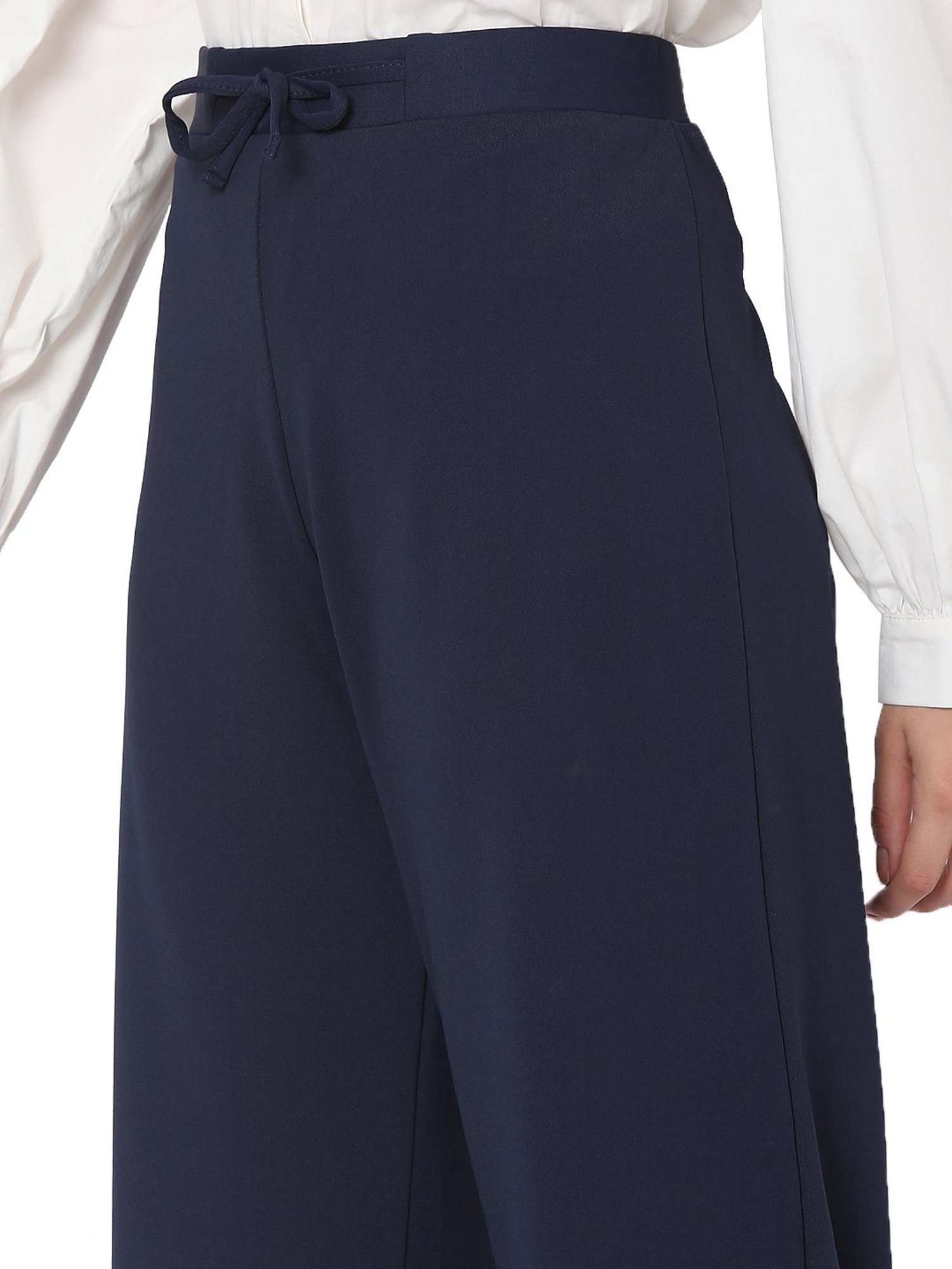 Smarty Pants Navy Cotton Lycra Flared Fit Mid Rise Trousers