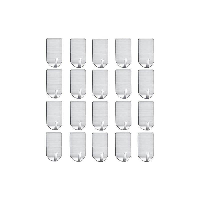 Adhesive Hooks Hat Hooks Rack for Wall Mounted Hangers 304 Stainless Steel Waterproof Stick on Hooks Strong & Durable (Max Load up to 4Lbs)-20 Packs