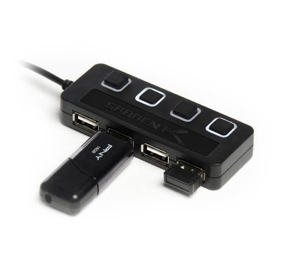 Sabrent 4-Port USB 2.0 Hub with Individual Power Switches and LEDs (HB-UMLS)