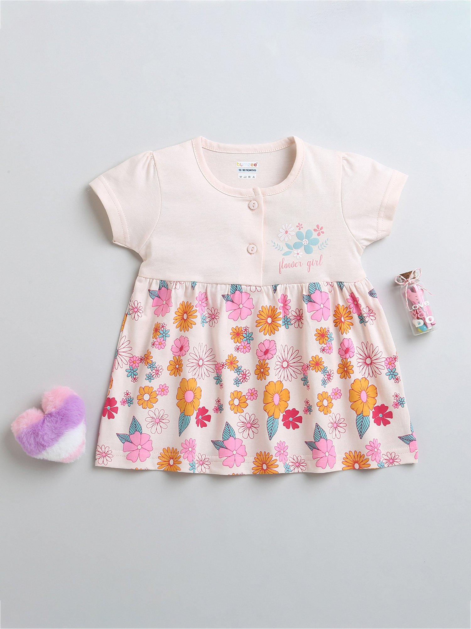 Bumzee Kids Light Pink Floral Print Frock