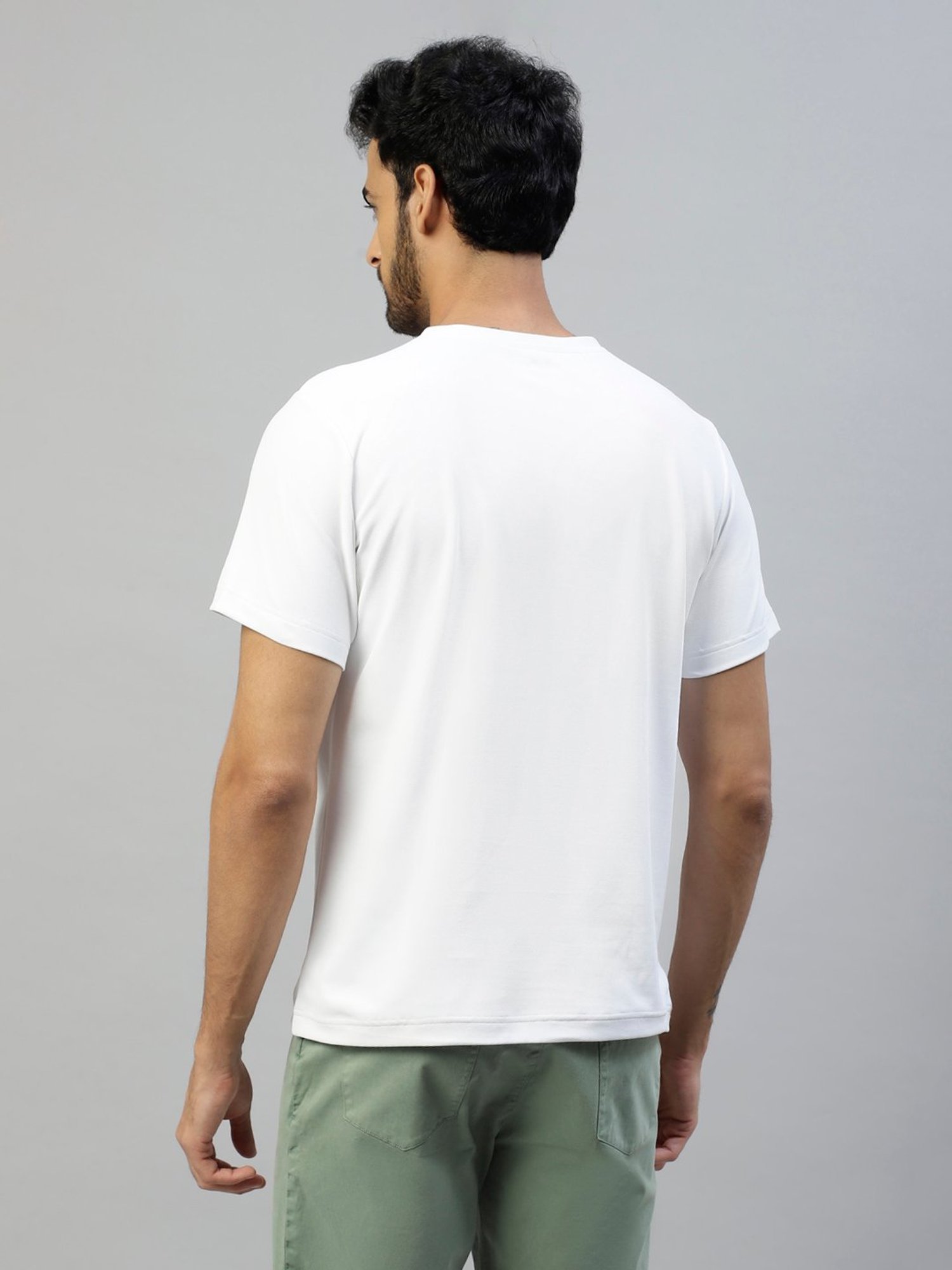 Slowave White Slim Fit Crew T-Shirt