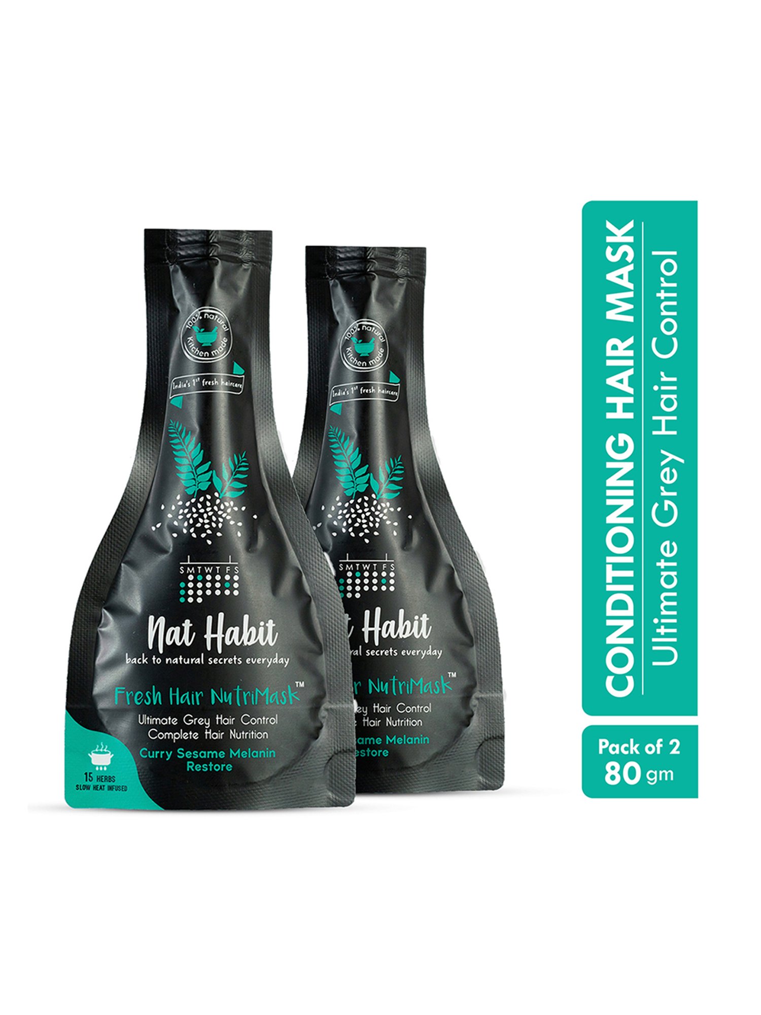 Nat Habit Curry Sesame Melanin Restore Fresh Hair Nutri Mask - Pack of 2
