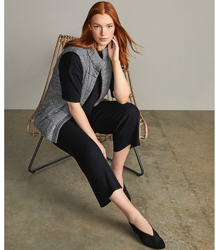 Ruby Rd. Soft Paisley Print Stand Collar Zip Front Patch Pocket Vest