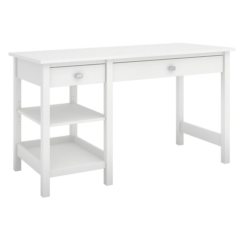 Broadview Computer Desk With Shelves Pure White - Bush Furniture