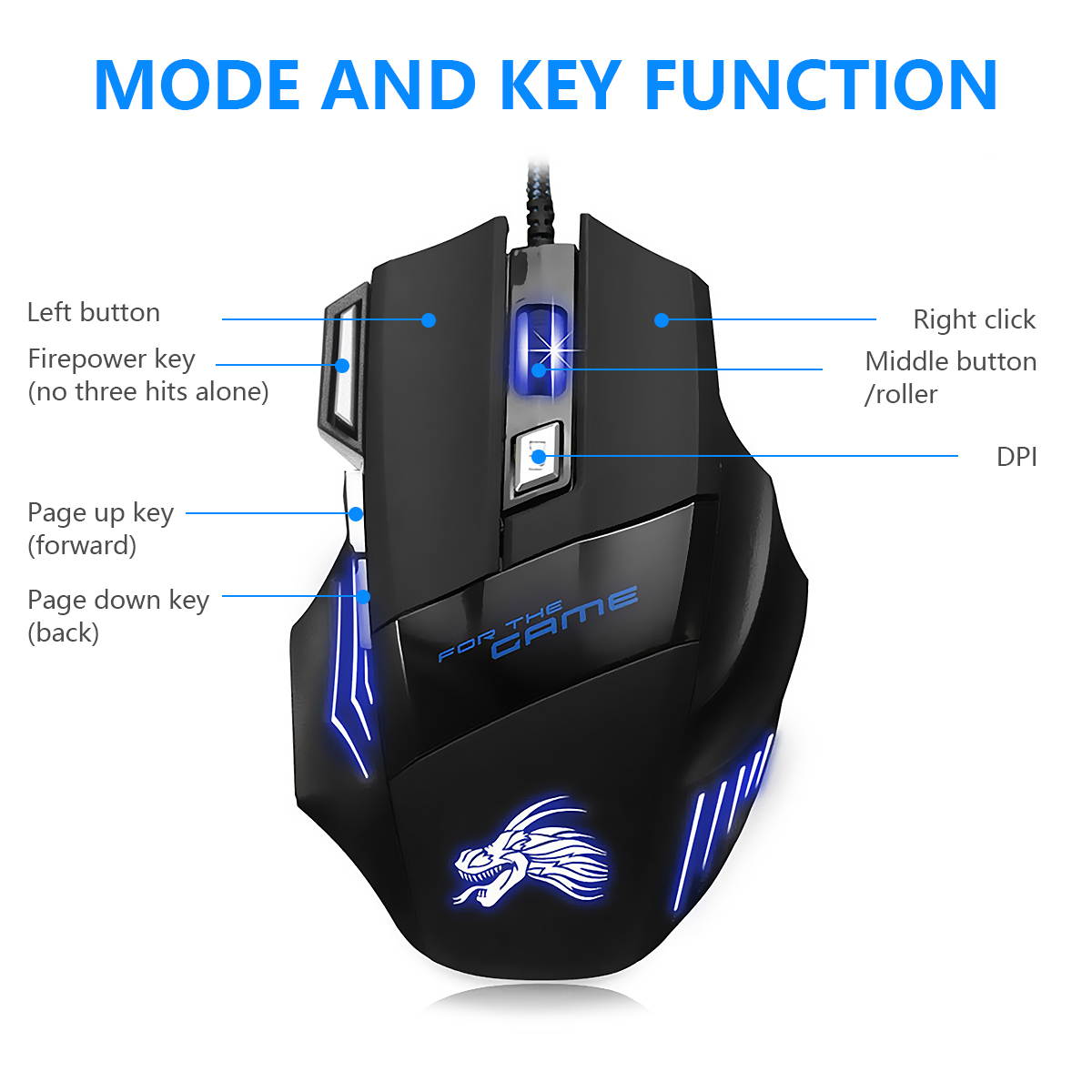 7 Button Optical USB Wired Gaming Mouse Black